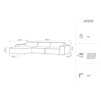 Béžová zamatová rohová pohovka (ľavý roh) Jodie - Micadoni Home – Obrázok 5
