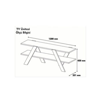 Biely/prírodný TV stolík v dekore orecha 120x33 cm Basic - Kalune Design – Obrázok 5