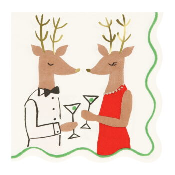Papierové obrúsky v súprave 16 ks Mr. & Mrs. Reindeer – Meri Meri