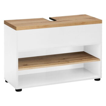 Biela skrinka pod umývadlo v dekore duba 80x57 cm Thessa – Støraa - Image 2
