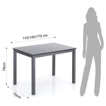 Rozkladací jedálenský stôl so sklenenou doskou 70x110 cm Fast – Tomasucci - Image 5