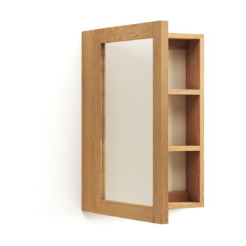 Závesná kúpeľňová skrinka so zrkadlom z teakového dreva v prírodnej farbe 50x70 cm Plubia – Kave Home - Image 2