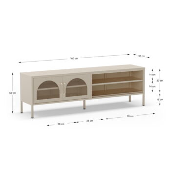 Krémový TV stolík 160x50 cm Diora – Marckeric – Obrázok 6