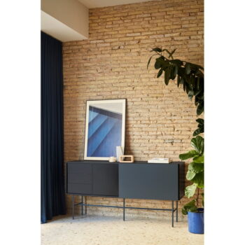 Čierno-antracitová nízka komoda s posuvnými dverami 180x91 cm Nube – Teulat - Image 2