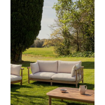 Záhradná lounge súprava z eukalyptového dreva pre 4 v bielo-prírodnej farbe Sacova – Kave Home - Image 7