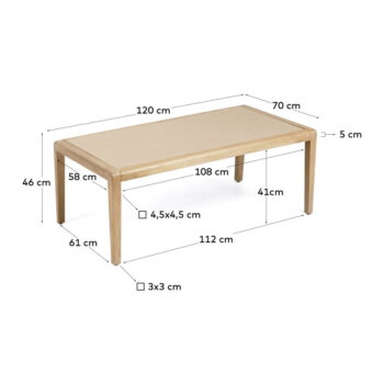 Konferenčný stolík v prírodnej farbe 70x120 cm Better – Kave Home - Image 4