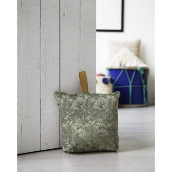 Zelená textilná zarážka do dverí Tierra Bella Green Flowers – Obrázok 2