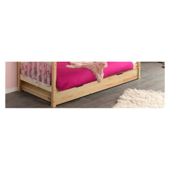 Domčeková detská posteľ z borovicového dreva s výsuvným lôžkom a úložným priestorom v prírodnej farbe 90x200 cm DALLAS – Vipack - Image 4
