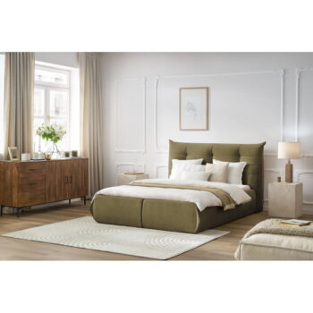 Tmavozelená čalúnená dvojlôžková posteľ s úložným priestorom s roštom 160x200 cm Clothilde – Bobochic Paris - Image 10