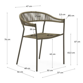 Kaki jedálenské stoličky z umelého ratanu v súprave 4 ks Futadera – Kave Home - Image 6