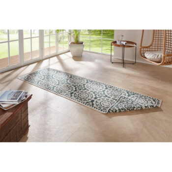 Zeleno-krémový vonkajší koberec NORTHRUGS Jardin, 80 x 350 cm - Image 2