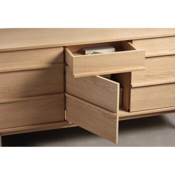 Nízka komoda v dekore duba v prírodnej farbe 75x140 cm Ponza – Unique Furniture – Obrázok 8