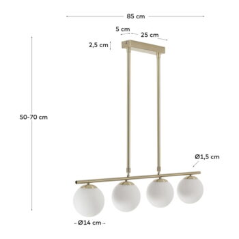 Stropné svietidlo so skleneným tienidlom v bielo-zlatej farbe ø 14 cm Mahala - Kave Home - Image 4