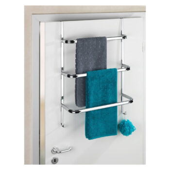 Strieborný samodržiaci věšiak na uteráky Wenko Towel Holder Chrome, 21 × 54 cm - Image 5