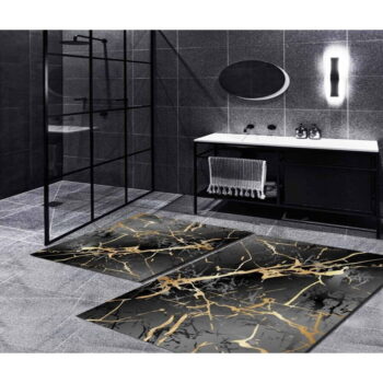 Čierne/v zlatej farbe kúpeľňové predložky v súprave 2 ks 60x100 cm Cracks – Mila Home – Obrázok 2