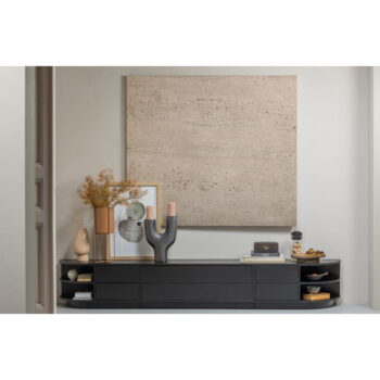Čierny modulárny TV stolík z borovicového dreva 50x40 cm Finca – WOOOD – Obrázok 6