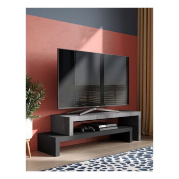 Dvojitý televízny stolík čierny s betónovým dekorom TemaHome Cliff, 125 × 40 cm – Obrázok 8