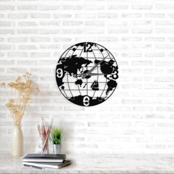 Čierne nástenné hodiny Globe Clock, ⌀ 50 cm - Image 2