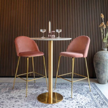 Okrúhly barový stôl s doskou v dekore mramoru ø 70 cm Bolzano – House Nordic - Image 4