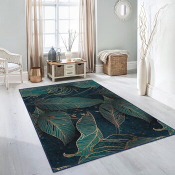 Prateľný koberec v petrolejovej farbe 160x230 cm Midnight Jungle – Mila Home - Image 9