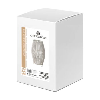 Biela bambusová stolová lampa s bambusovým tienidlom (výška  29 cm) – Casa Selección – Obrázok 4