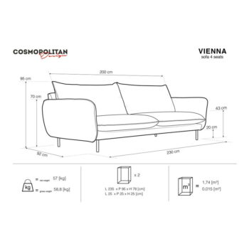 Svetlosivá zamatová pohovka Cosmopolitan Design Vienna, 230 cm - Image 7