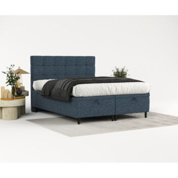 Tmavomodrá čalúnená dvojlôžková posteľ s úložným priestorom 180x200 cm Senses – Maison de Rêve – Obrázok 8