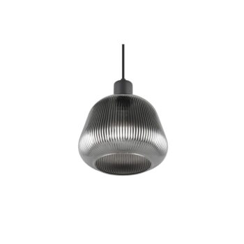 Čierne závesné svietidlo so skleneným tienidlom ø 22 cm Tarifa – Trio - Image 4