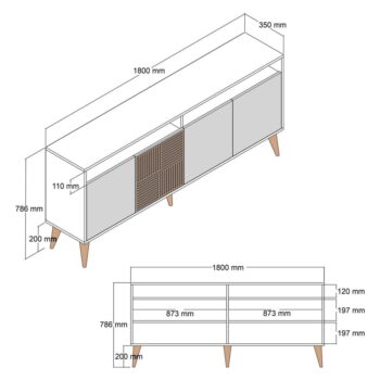 Nízka komoda v dekore orecha v antracitovej a prírodnej farbe 180x79 cm Milan – Kalune Design - Image 8