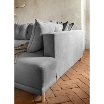 Sivá menčestrová rozkladacia rohová pohovka (pravý roh) Lazy Lukka – Miuform - Image 7