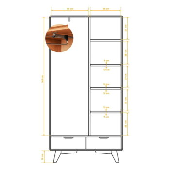 Šatníková skriňa z dubového dreva 90x180 cm Greg - The Beds - Image 8