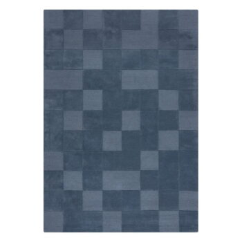 Tmavomodrý ručne tkaný vlnený koberec 120x170 cm Checkerboard – Flair Rugs – Obrázok 6