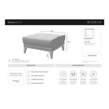 Sivá podnožka MESONICA Musso Tufted - Image 3