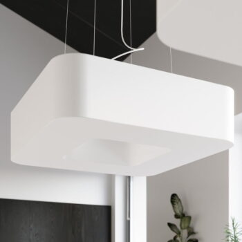 Biele závesné svietidlo so skleneno-textilným tienidlom Piano – Nice Lamps – Obrázok 2