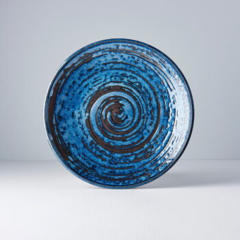 Modrý keramický tanier Mij Copper Swirl, ø 25 cm - Image 2