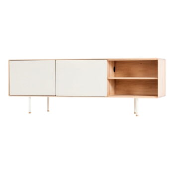 TV stolík z dubového dreva v bielo-prírodnej farbe 180x64 cm Fina – Gazzda – Obrázok 3