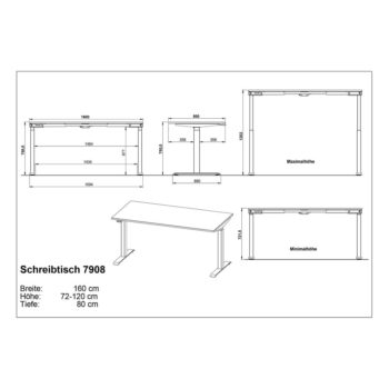 Polohovací pracovný stôl s elektricky nastaviteľnou výškou 80x160 cm Agenda – Germania - Image 5