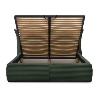 Tmavozelená čalúnená dvojlôžková posteľ s úložným priestorom a roštom 180x200 cm Jade – Bobochic Paris - Image 4