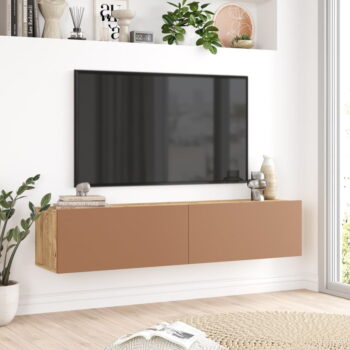 TV stolík v dekore borovice v tehlovo-prírodnej farbe 140x29x32 cm – Kalune Design - Image 4