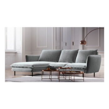 Svetlosivá zamatová rohová pohovka Cosmopolitan Design Vienna, ľavý roh - Image 8