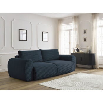 Tmavomodrá menčestrová rozkladacia pohovka 257 cm Lucien – Bobochic Paris - Image 9