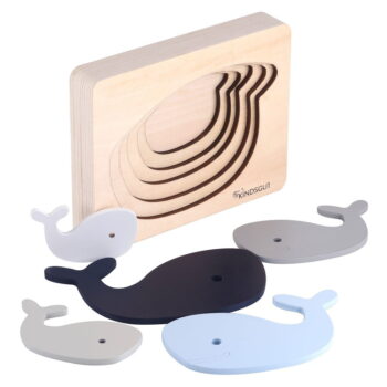 Drevené vkladacie puzzle Whale – Kindsgut - Image 4