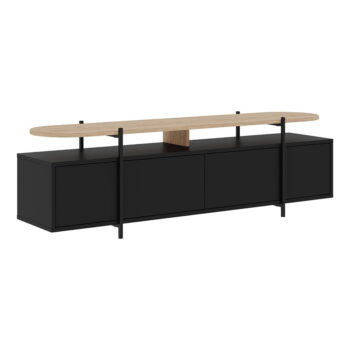 Čierny TV stolík v dekore duba 160x48 cm Hinoa – Marckeric - Image 3