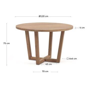 Okrúhly jedálenský stôl z masívu akácie v prírodnej farbe ø 120 cm Nahla – Kave Home - Image 7
