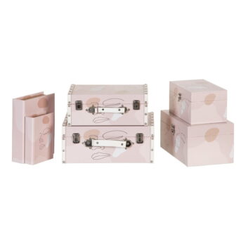 Svetloružové dekoratívne úložné boxy v súprave 2 ks 30x18x15 cm Face – Ixia - Image 2