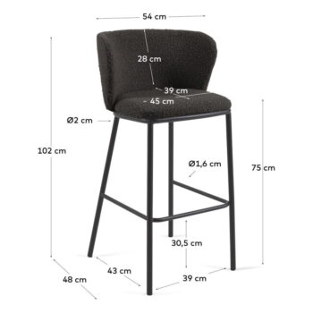 Čierna barová stolička (výška sedadla 75 cm) Ciselia – Kave Home - Image 6