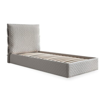 Béžová čalúnená jednolôžková posteľ s úložným priestorom s roštom 90x200 cm Sleepy Luna – Miuform – Obrázok 2