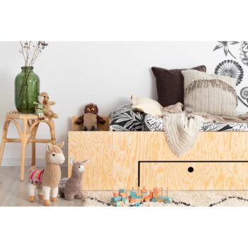 Detská posteľ s výsuvným lôžkom a úložným priestorom v prírodnej farbe 70x160 cm LUNA A – Adeko - Image 3
