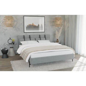 Svetlosivá čalúnená dvojlôžková posteľ s roštom 200x200 cm Tulsa – Ropez – Obrázok 3