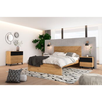 Dvojlôžková posteľ v dekore duba v prírodnej farbe 160x200 cm Zebra – Marckeric - Image 6